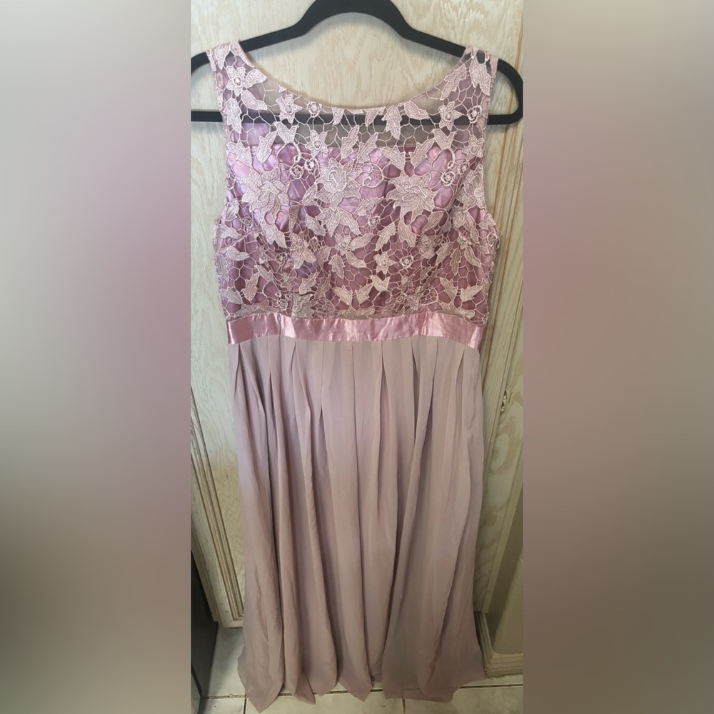 NEW Women's Lace Floral Chiffon Bridesmaid Maxi Dress Sz 14 Prom Romantic Pink